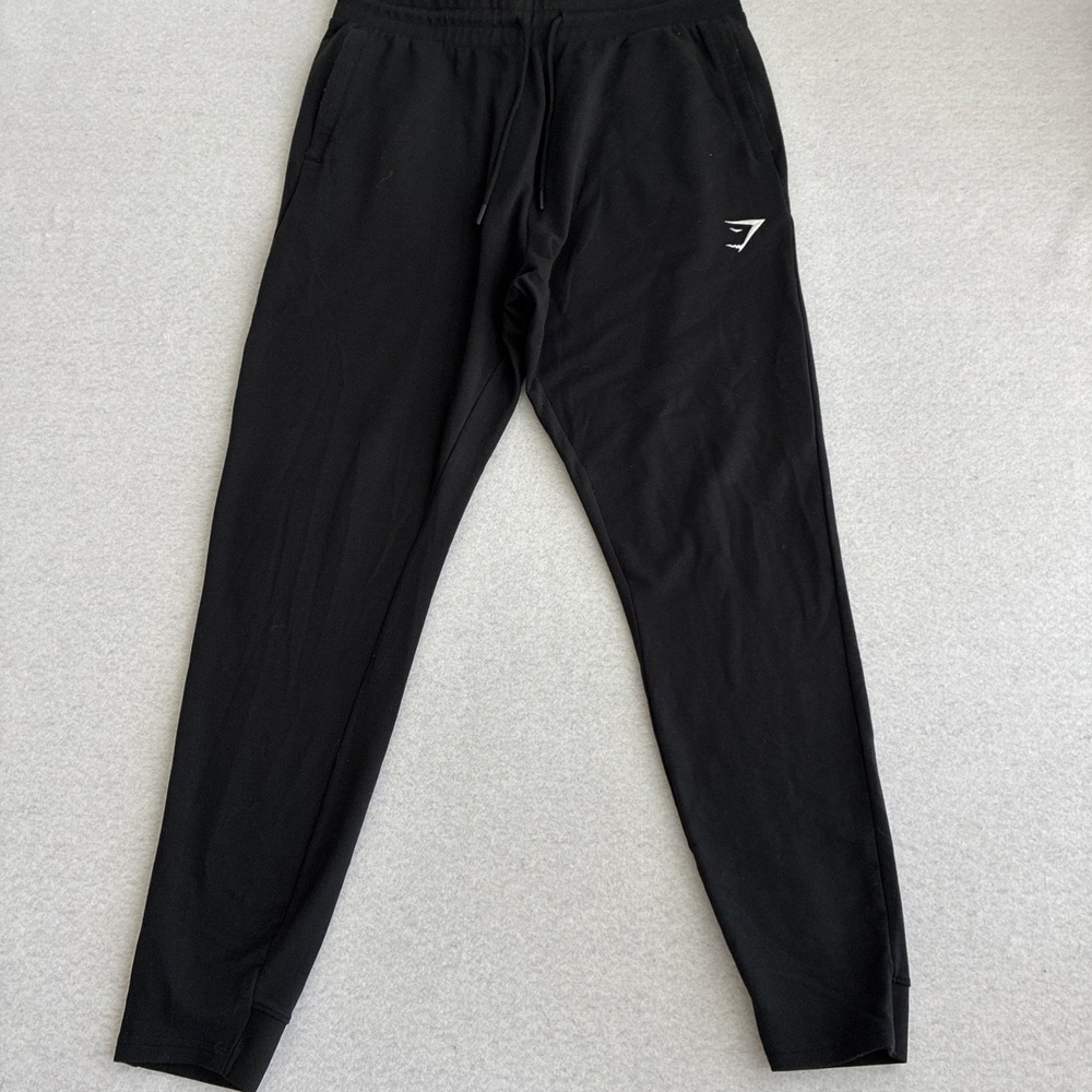 Gymshark Crest Jogger Sweatpants Mens XL Black Cotton Blend Drawstring Training